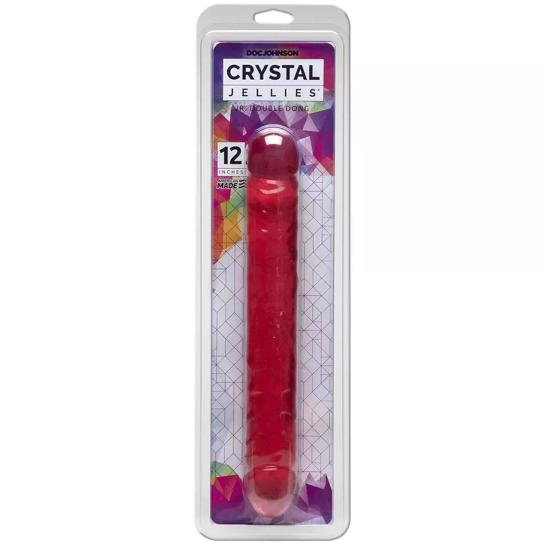 Doc Johnson Crystal Jellies Jr. Double Dong 30cm lankstus skaidrus modelis
