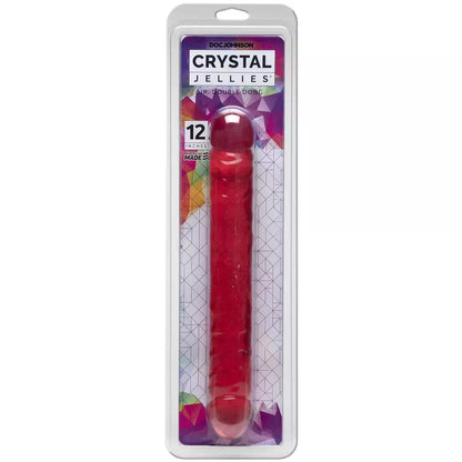 Doc Johnson Crystal Jellies Jr. Double Dong 30cm lankstus skaidrus modelis
