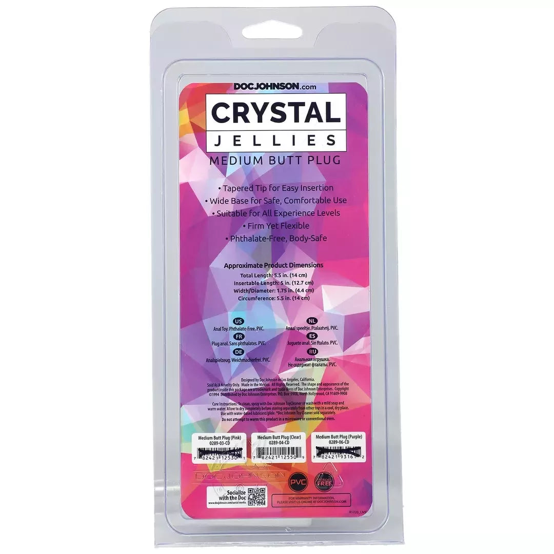 Doc Johnson Crystal Jellies vidutinio dydžio silikoninis analinis kamštis, skaidrus, 12,7 cm