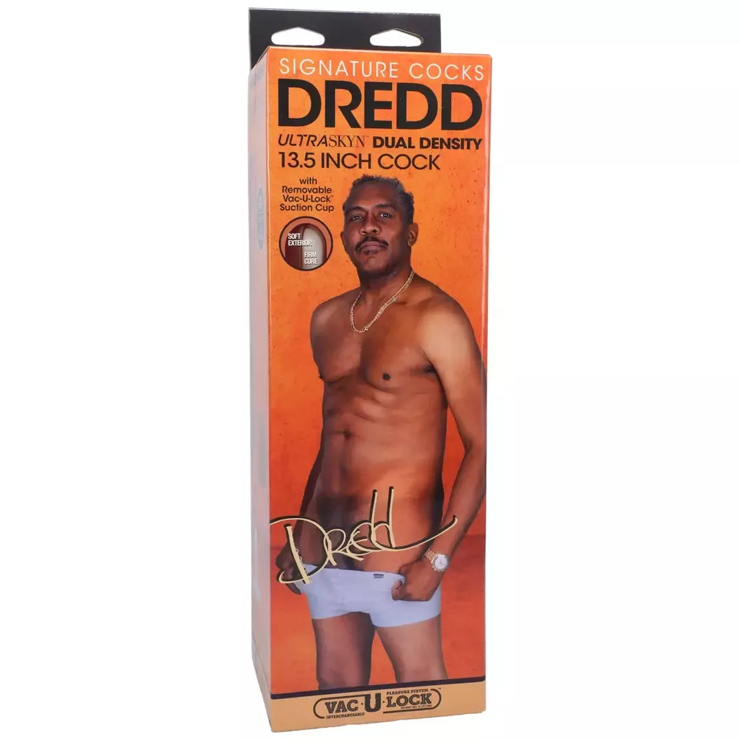 Doc Johnson Dredd ULTRASKYN dvigubo tankio modelis, 34 cm, šokoladinis