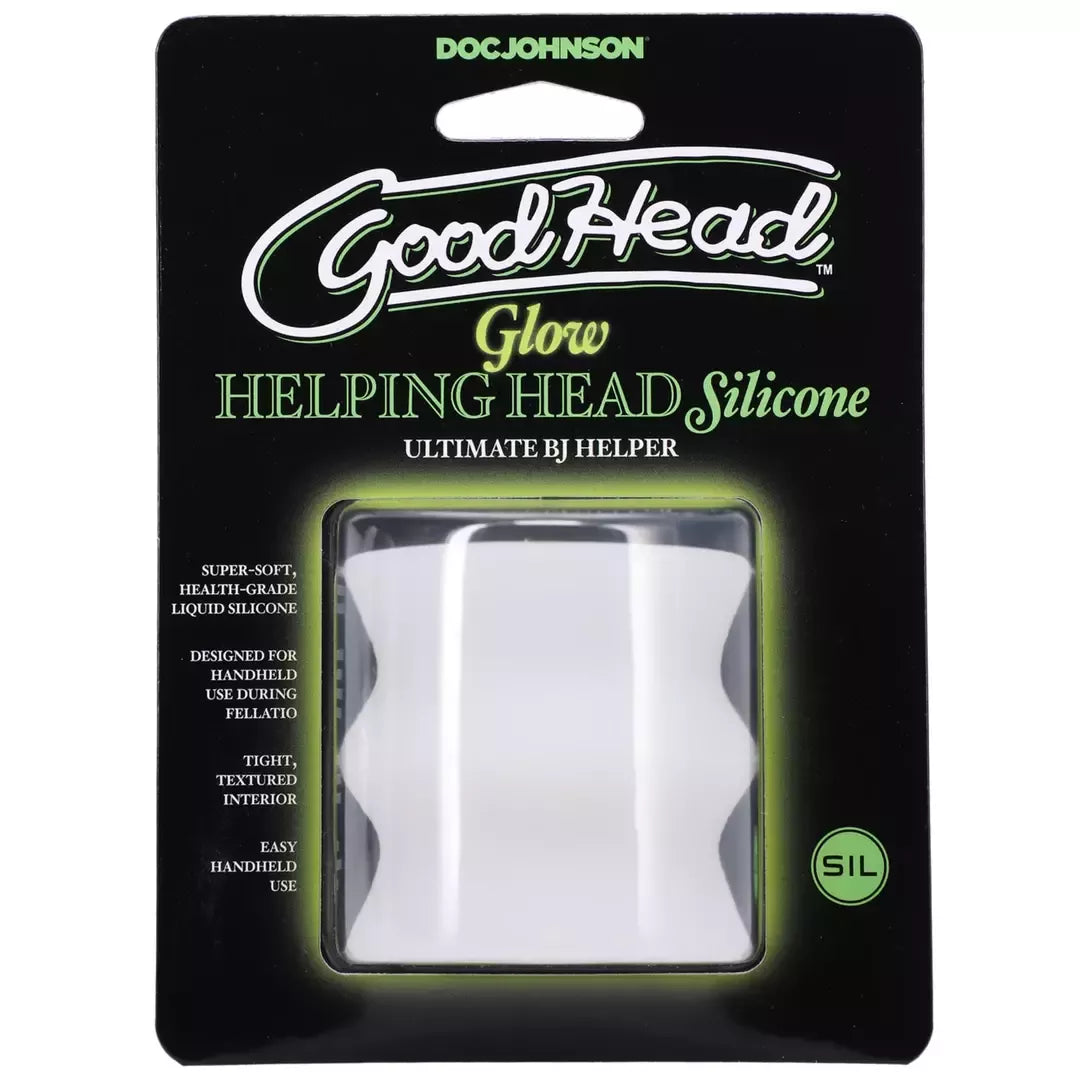 Doc Johnson Glow Helping Head silikoninė mova, Frost/Green Glow