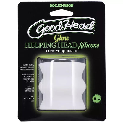 Doc Johnson Glow Helping Head silikoninė mova, Frost/Green Glow