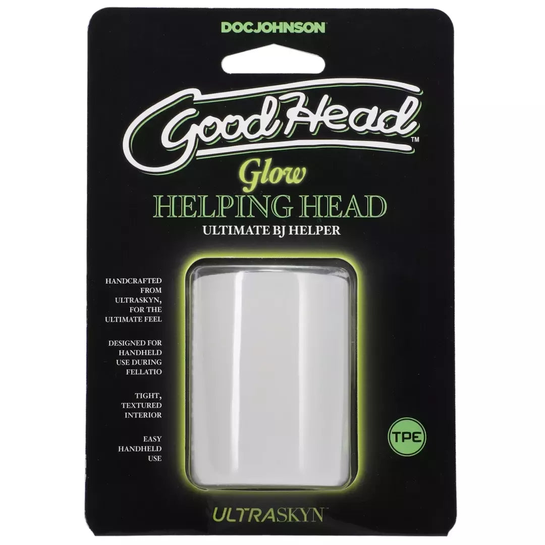 Doc Johnson Glow Helping Head Sleeve Frost/Green Glow silikoninė mini mova