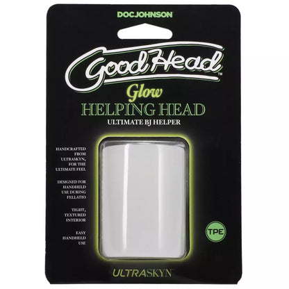 Doc Johnson Glow Helping Head Sleeve Frost/Green Glow silikoninė mini mova