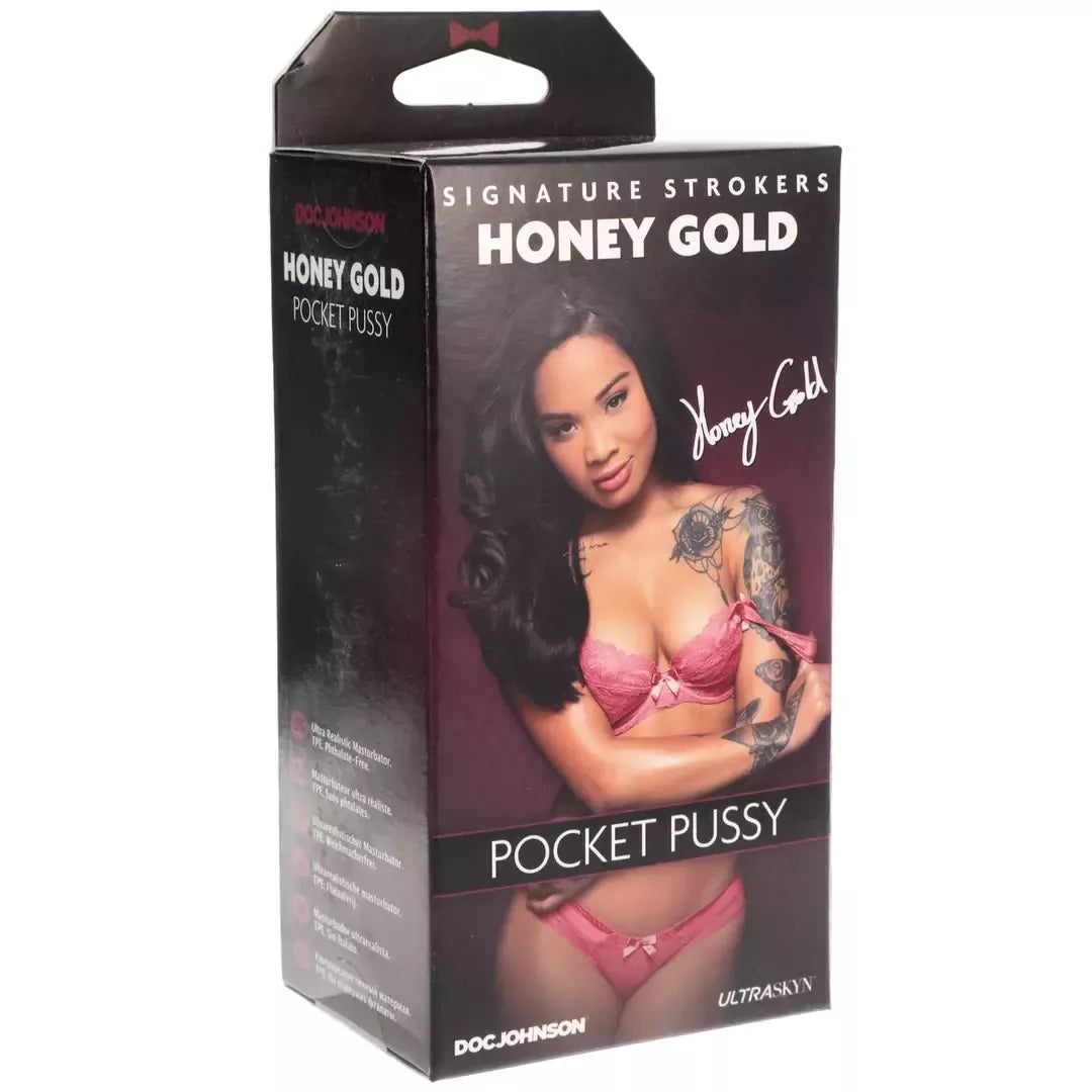 Doc Johnson Honey Gold ULTRASKYN kompaktiškas intymumo treniruoklis, smėlio spalvos