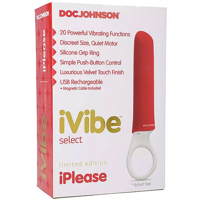 Doc Johnson iPlease Mini Vibrator Red – kompaktiškas USB įkraunamas modelis
