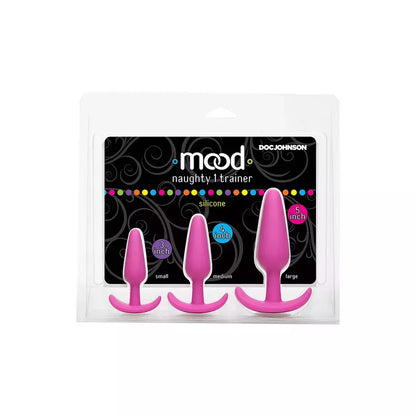 Doc Johnson Mood Naughty 1 silikoninis analinis treniruoklių rinkinys, 3 vnt., juodas