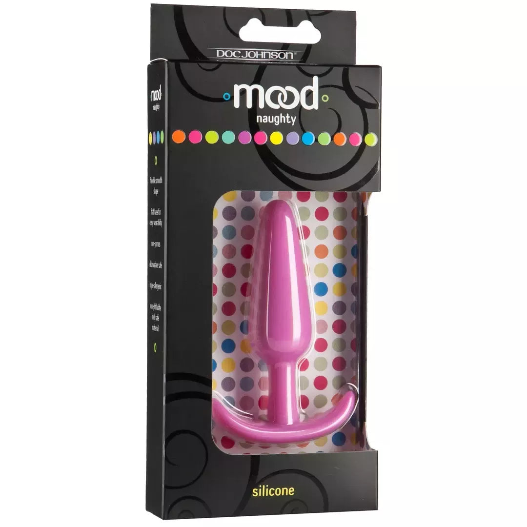 Doc Johnson Naughty Silicone Plug Medium Pink 3.5 colių anatominės formos kištukas