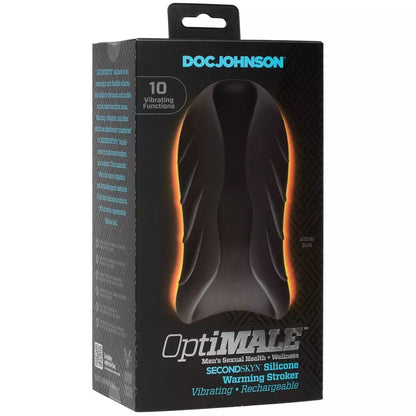 Doc Johnson OptiMALE Silicone Stroker šildomas įkraunamas juodas