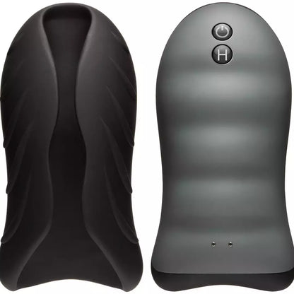 Doc Johnson OptiMALE Silicone Stroker šildomas įkraunamas juodas