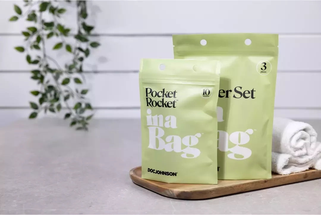 Doc Johnson Pocket Rocket mini intymus masažuoklis – kompaktiškas baltas modelis