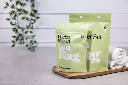 Doc Johnson Pocket Rocket mini intymus masažuoklis – kompaktiškas baltas modelis