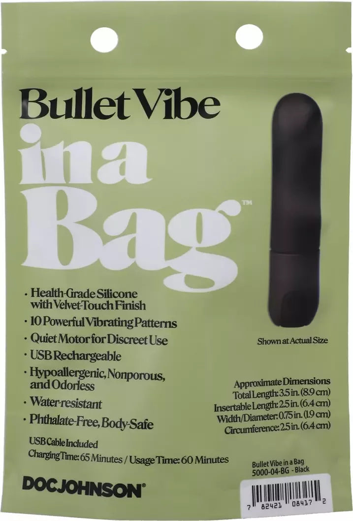 Doc Johnson PowerBullet 10 funkcijų USB pakraunamas mini vibratorius, juodas