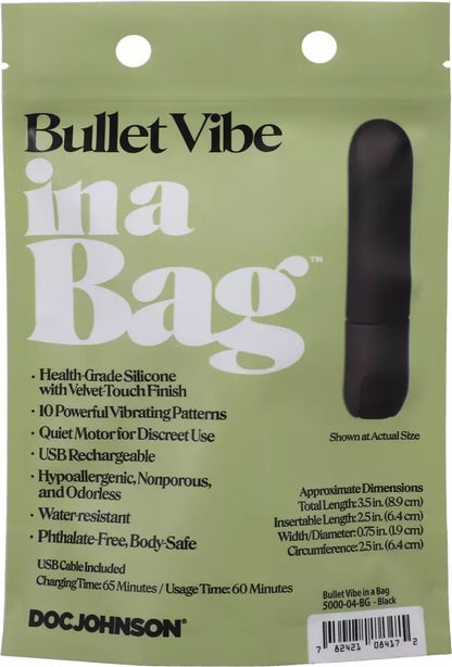 Doc Johnson PowerBullet 10 funkcijų USB pakraunamas mini vibratorius, juodas