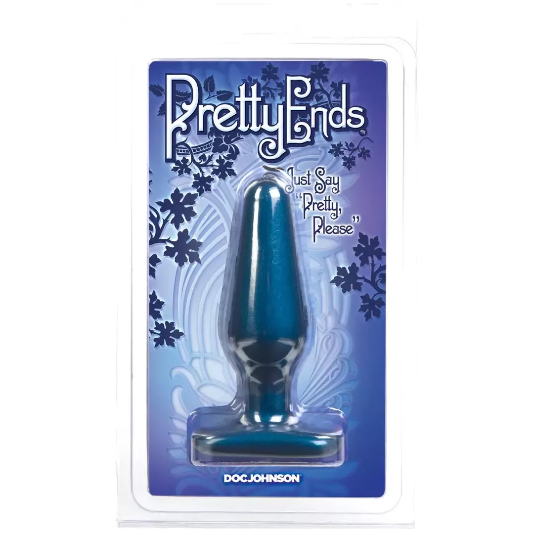 Doc Johnson Pretty Ends vidutinio dydžio analinis kamštis Midnight Blue - Sil-A-Gel, 5,5 colių