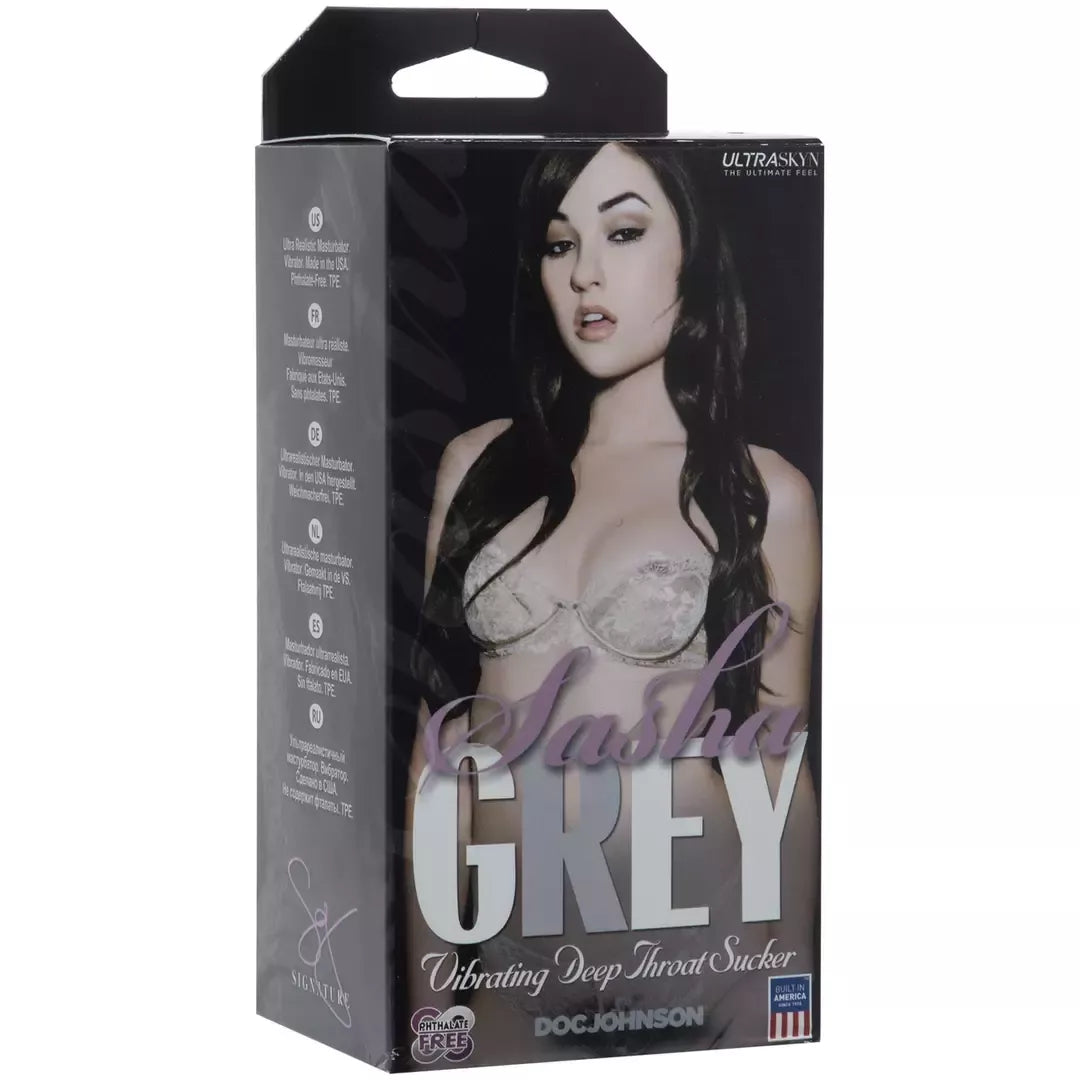 Doc Johnson Sasha Grey vibruojantis Deep Throat Sucker ULTRASKYN, 7 funkcijų