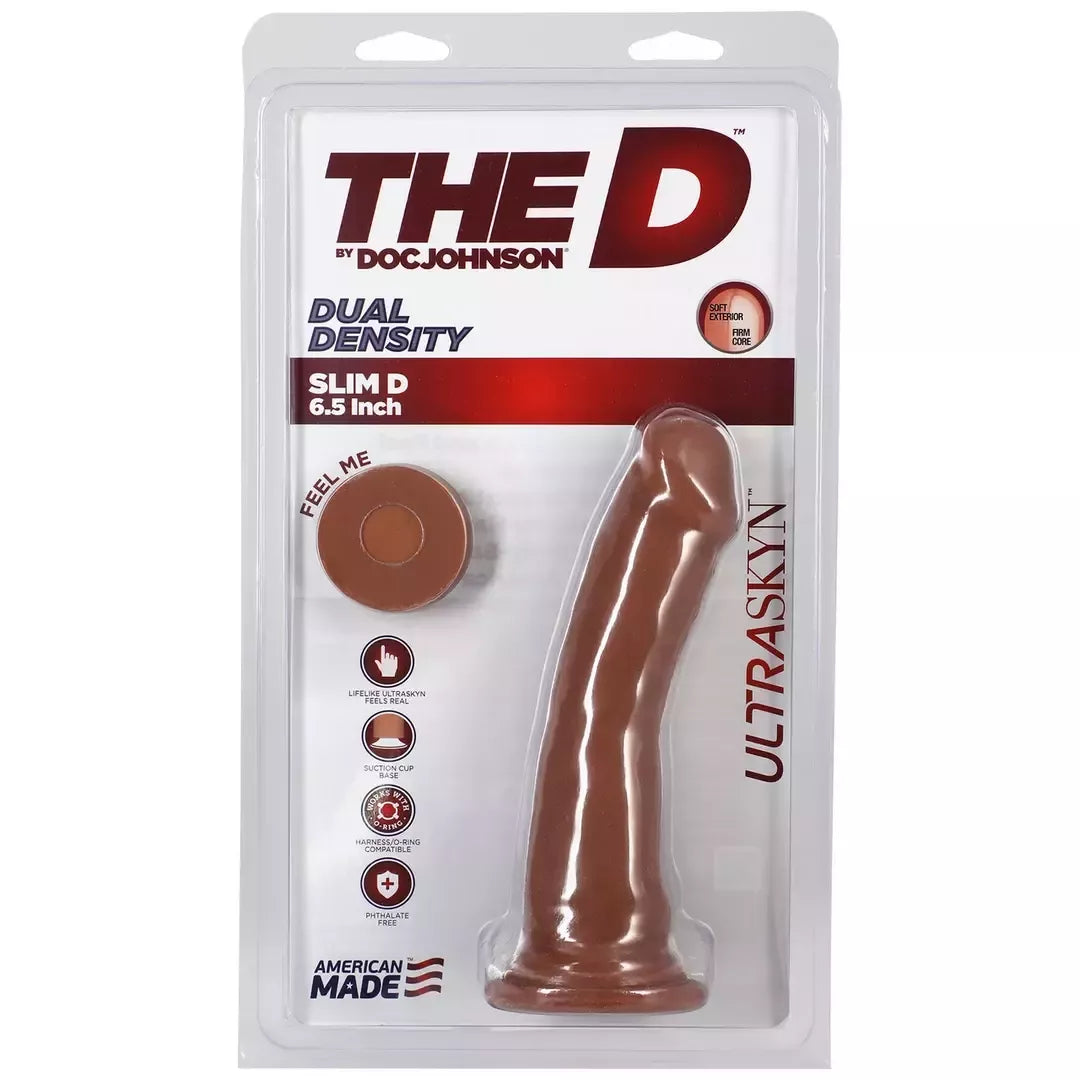 Doc Johnson Slim D 15 cm Dual Density ULTRASKYN modelis, smėlio spalvos