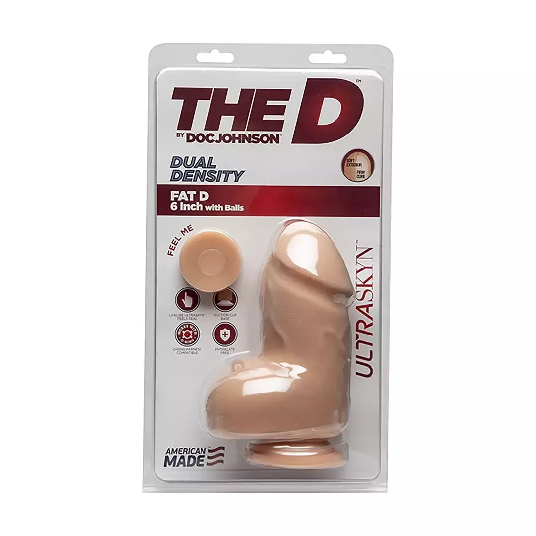 Doc Johnson The D Fat Model 15 cm ULTRASKYN dvigubo tankio dildas su siurbtuku