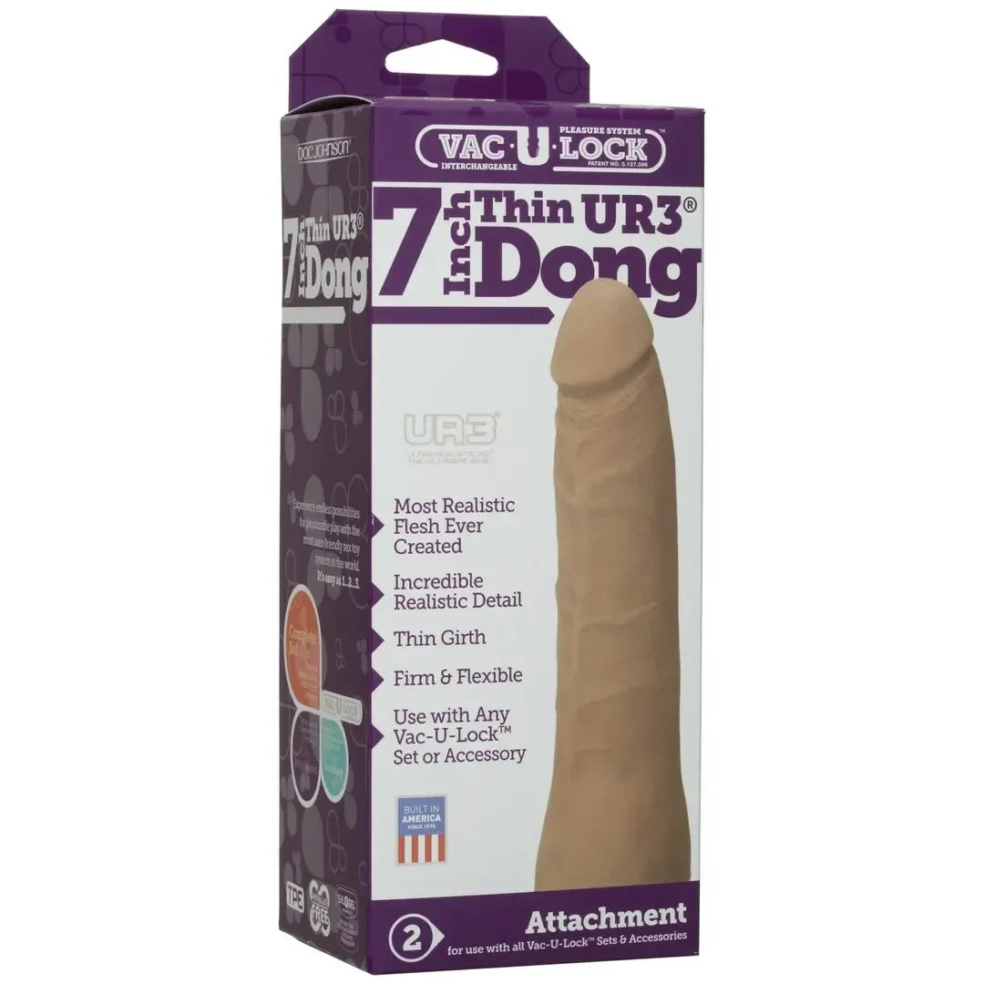Doc Johnson Vac-U-Lock 7 colių ULTRASKYN priedas, 18 cm, smėlio spalvos