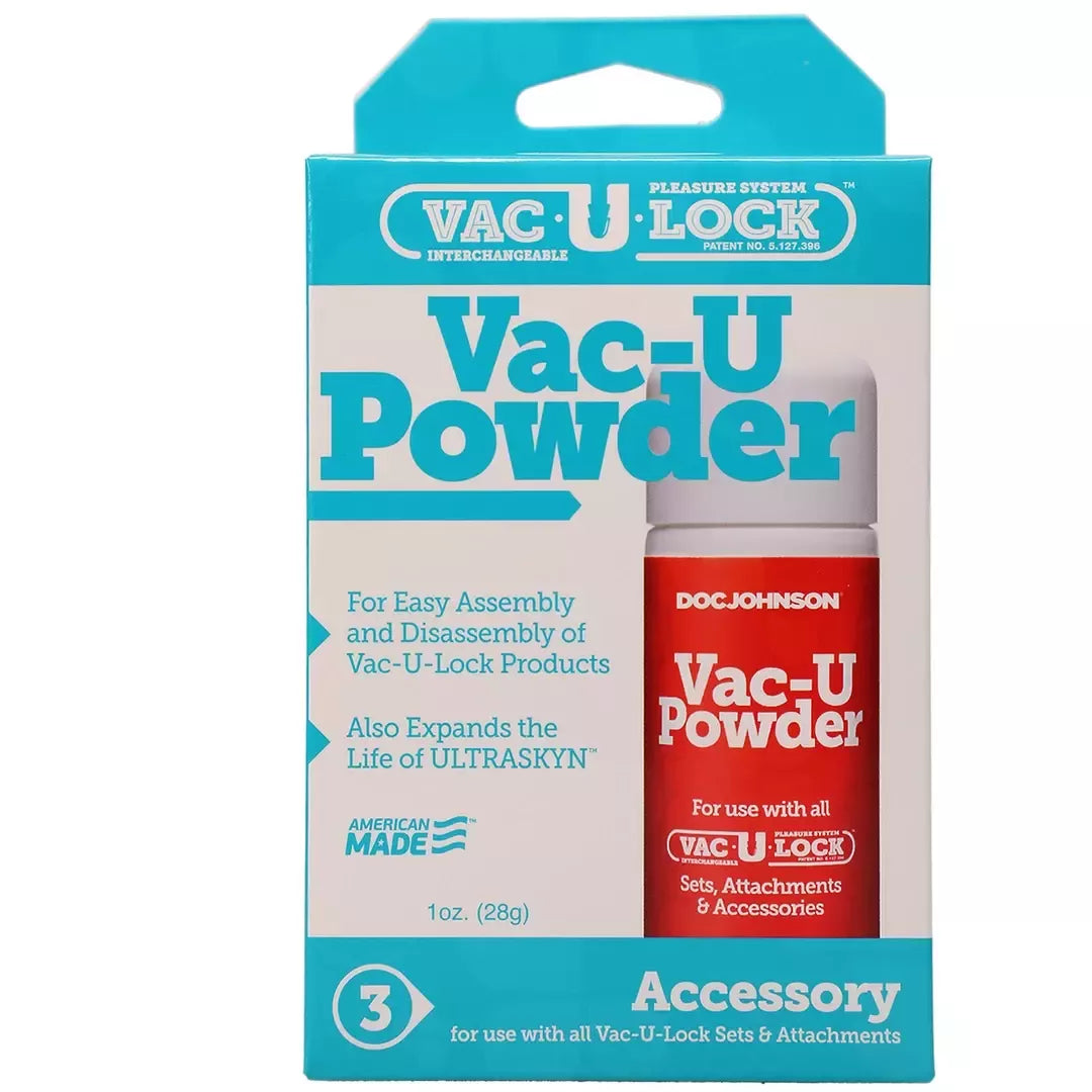 Doc Johnson Vac-U-Lock Powder – baltas talkas priedų priežiūrai, 28 g