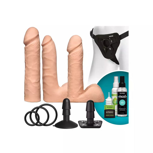Doc Johnson Vac-U-Lock ULTRASKYN dvigubo tankio dirželių rinkinys su 3 priedais