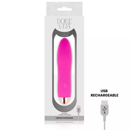 Dolce Vita Four Pink įkraunamas prietaisas, 7 režimai, medicininis silikonas, 13 cm