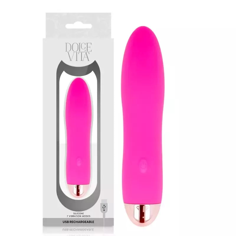 Dolce Vita Four Pink įkraunamas prietaisas, 7 režimai, medicininis silikonas, 13 cm