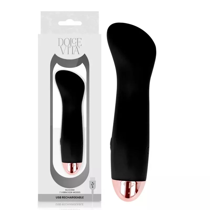 Dolce Vita One Black intymus prietaisas, 7 greičių, įkraunamas, silikoninis, 12,5 cm