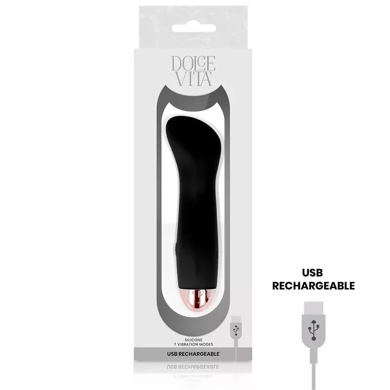 Dolce Vita One Black intymus prietaisas, 7 greičių, įkraunamas, silikoninis, 12,5 cm