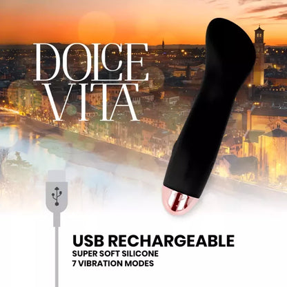 Dolce Vita One Black intymus prietaisas, 7 greičių, įkraunamas, silikoninis, 12,5 cm