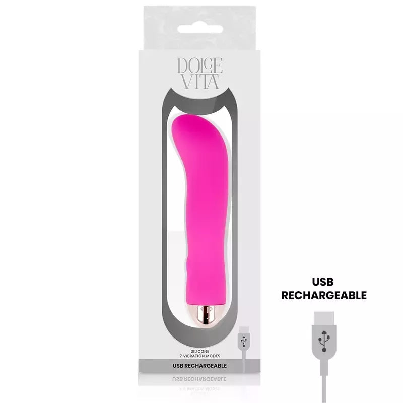 Dolce Vita Pink Two įkraunamas 7 režimų silikoninis intymus prietaisas
