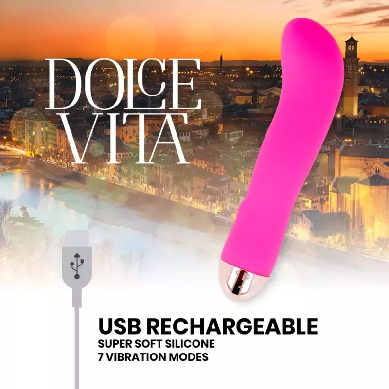 Dolce Vita Pink Two įkraunamas 7 režimų silikoninis intymus prietaisas