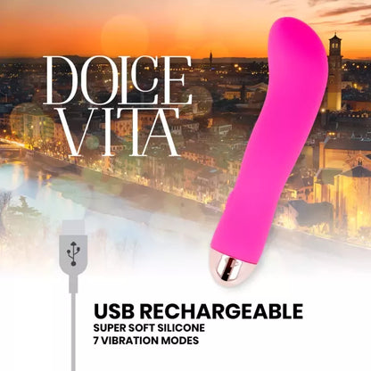 Dolce Vita Pink Two įkraunamas 7 režimų silikoninis intymus prietaisas