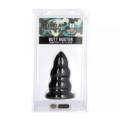Domestic Partner Butt Buster Black 3 pakopų analinis kamštis, minkšta guma, XL
