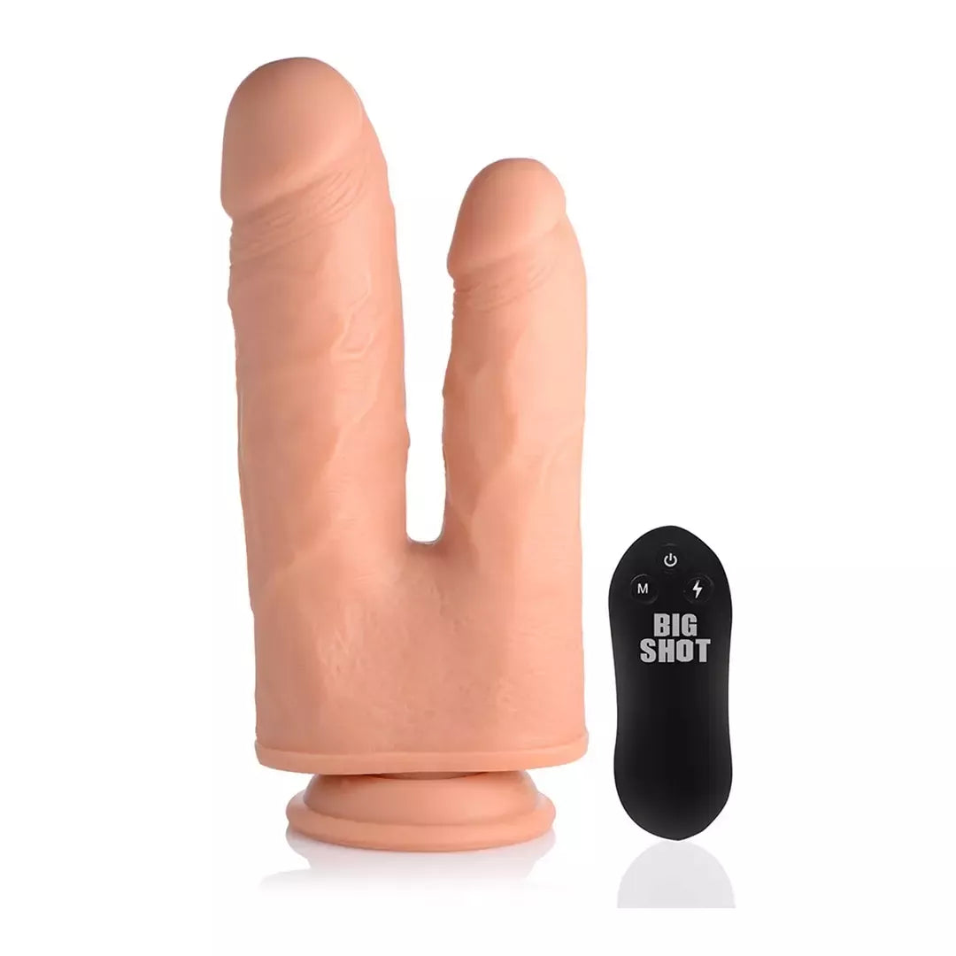 „Double Shot“ skysto silikono dvipusis 20,5 cm vibracijos modelis