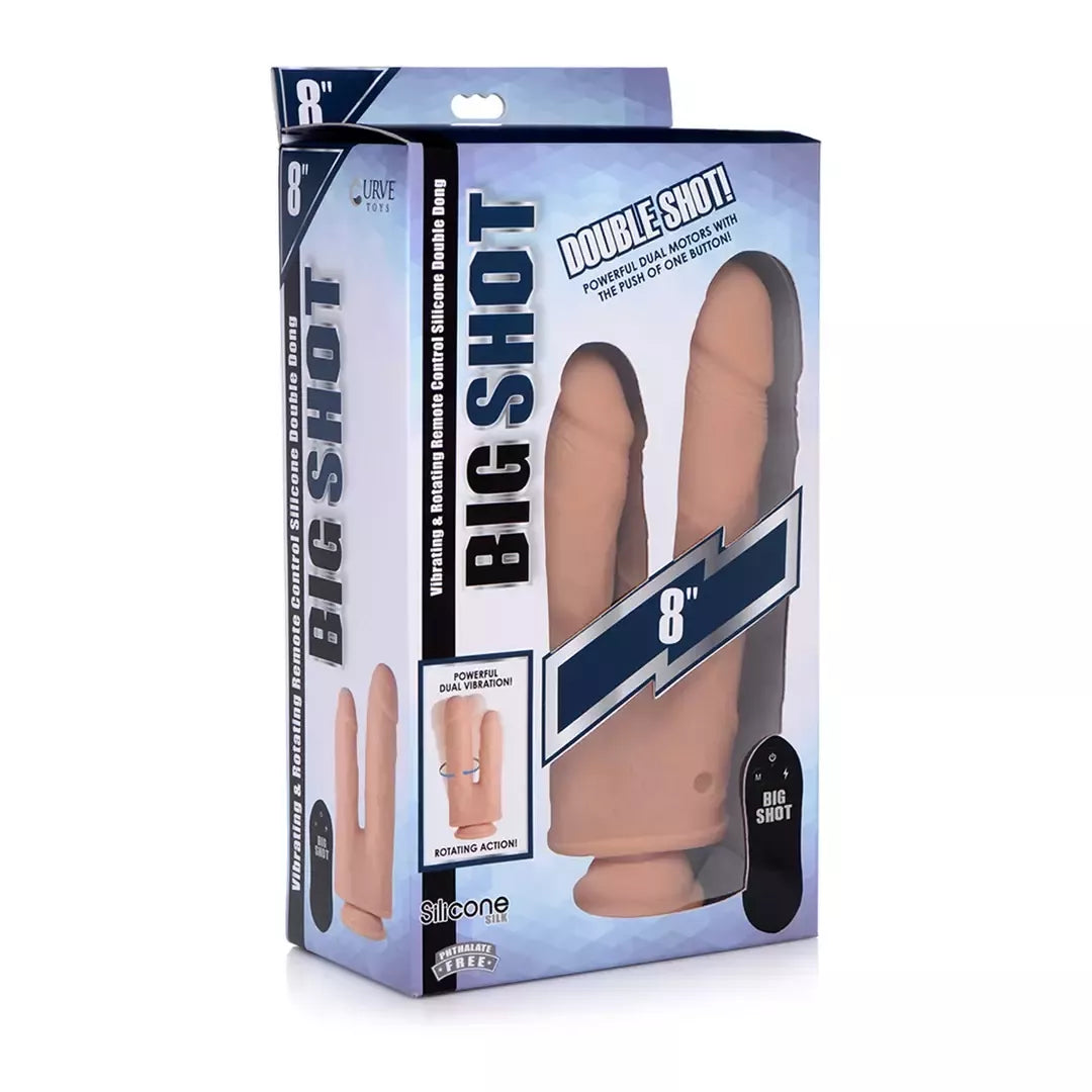 „Double Shot“ skysto silikono dvipusis 20,5 cm vibracijos modelis