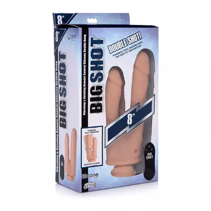 „Double Shot“ skysto silikono dvipusis 20,5 cm vibracijos modelis
