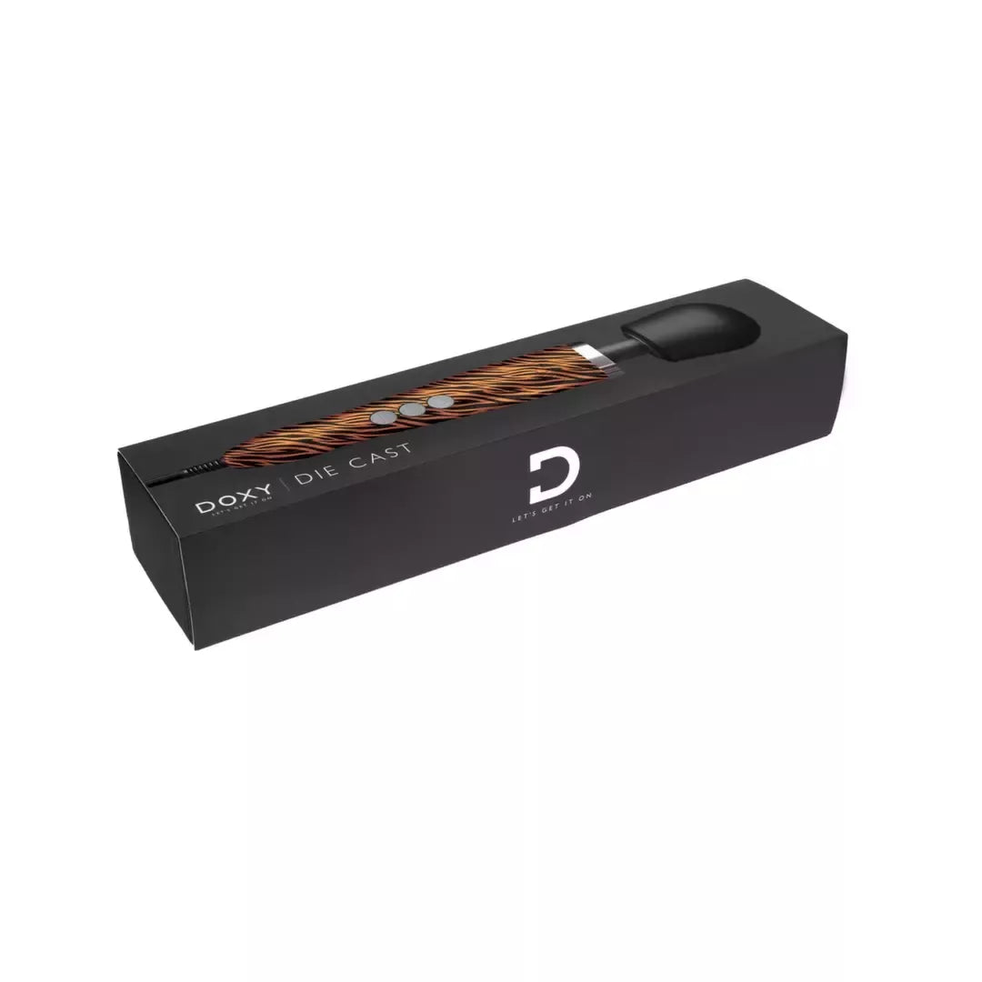 Doxy Die Cast Wand Massager Tiger – aukštesnės klasės metalinis intymus vibratorius, ES kištukas