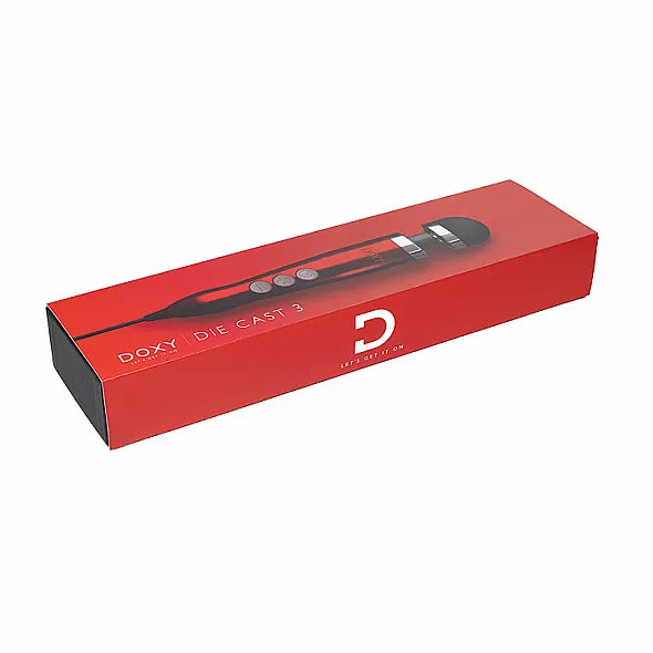 DOXY Number 3 Die Cast vibracinis masažuoklis Candy Red lengvas 28cm