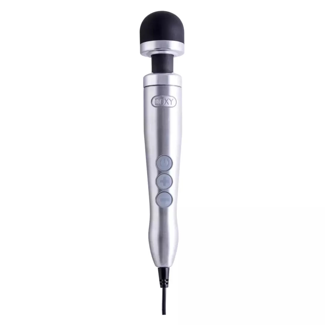 DOXY Number 3 Die Cast Wand Massager sidabrinis, kompaktiškas aliuminio modelis