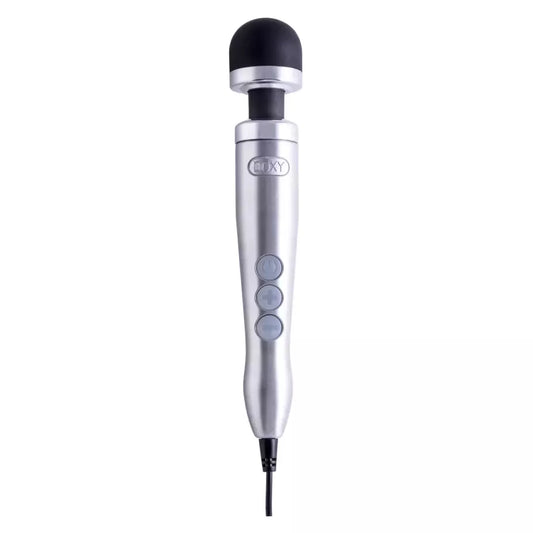 DOXY Number 3 Die Cast Wand Massager sidabrinis, kompaktiškas aliuminio modelis