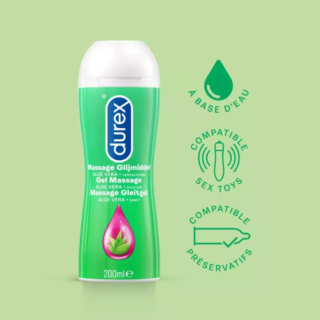 Durex Massage & Lubricant Gel su alavijais 200ml – odą puoselėjanti formulė