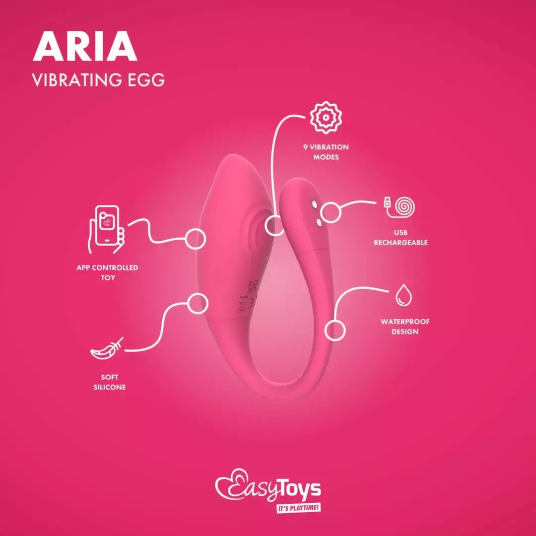 EasyConnect Aria vibruojantis kiaušinis – belaidis įrenginys, valdomas programėle, rožinis