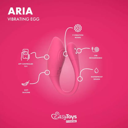 EasyConnect Aria vibruojantis kiaušinis – belaidis įrenginys, valdomas programėle, rožinis