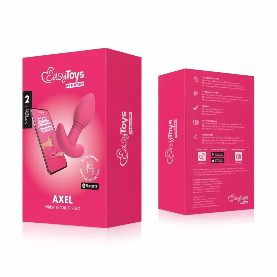 EasyConnect Axel rožinis vibruojantis analinis stimuliatorius su programėle, silikoninis