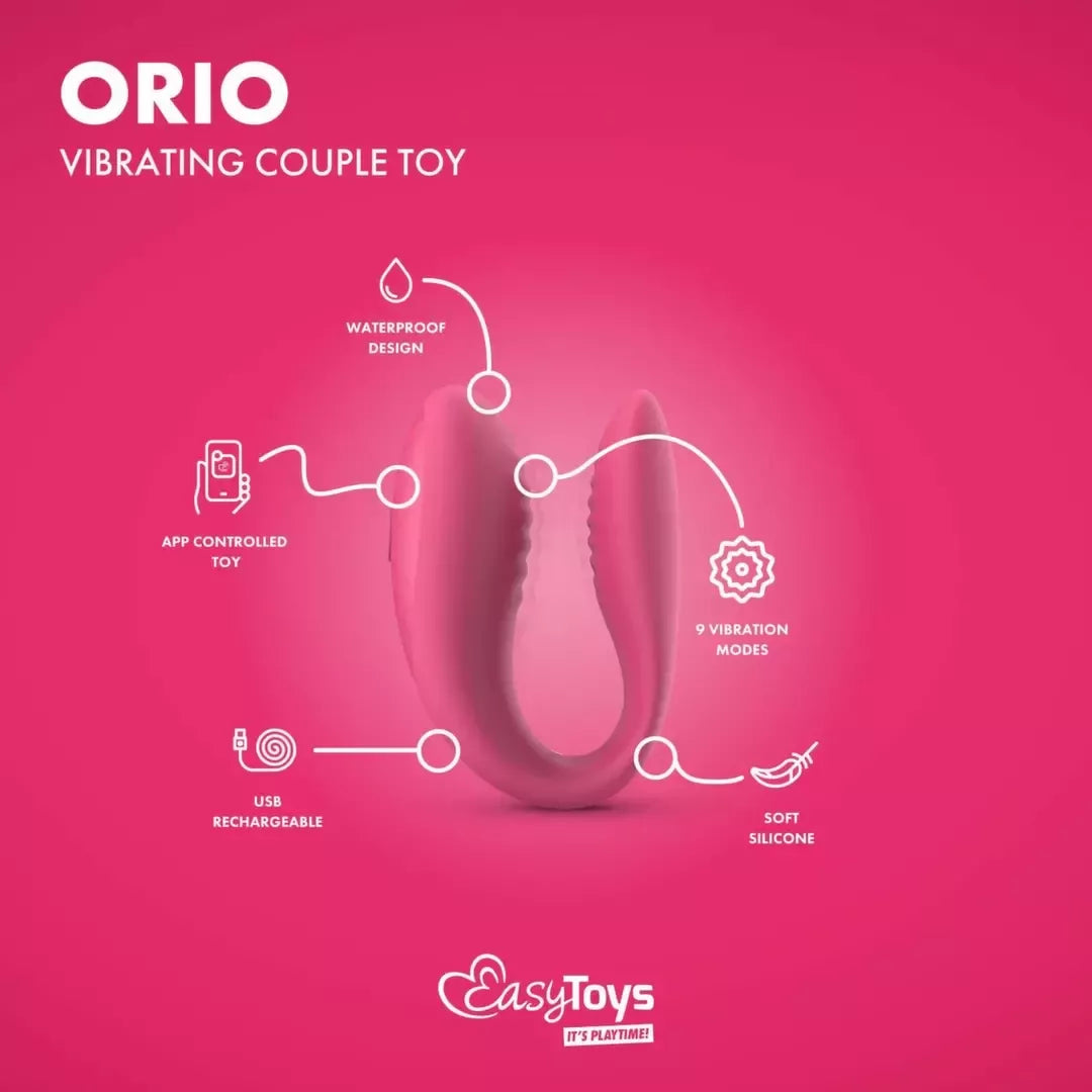 EasyConnect Orio Intimate Duo – programėle valdomas vibroelementas poroms, violetinis, kompaktiškas