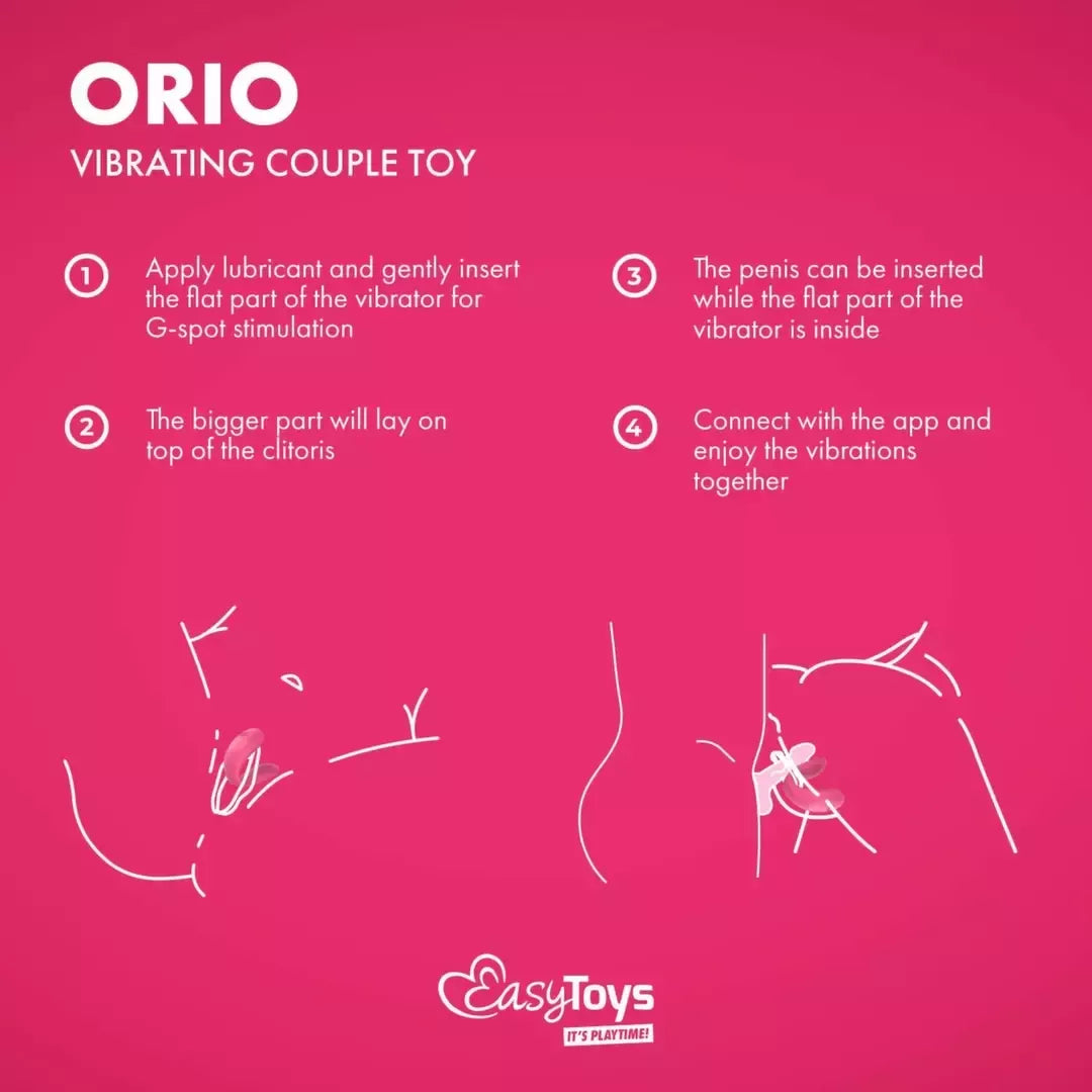 EasyConnect Orio Intimate Duo – programėle valdomas vibroelementas poroms, violetinis, kompaktiškas