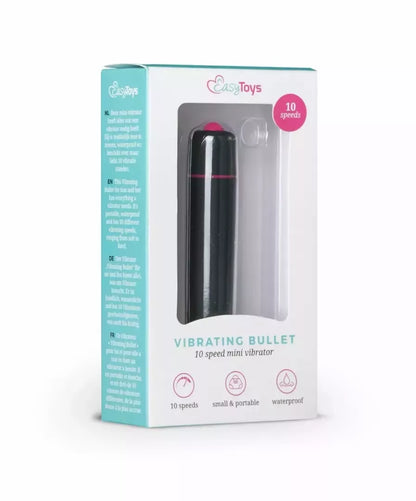 Easytoys 10 greičių juodas mini vibratorius – kompaktiškas ir galingas modelis