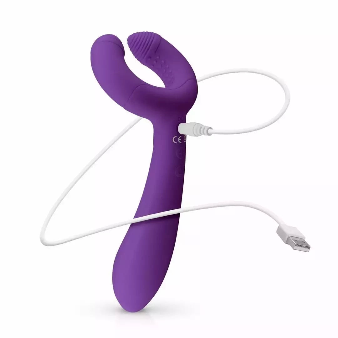 EasyToys Couples Vibrator Purple - Dvigubo variklio lankstus žiedas ir korpusas