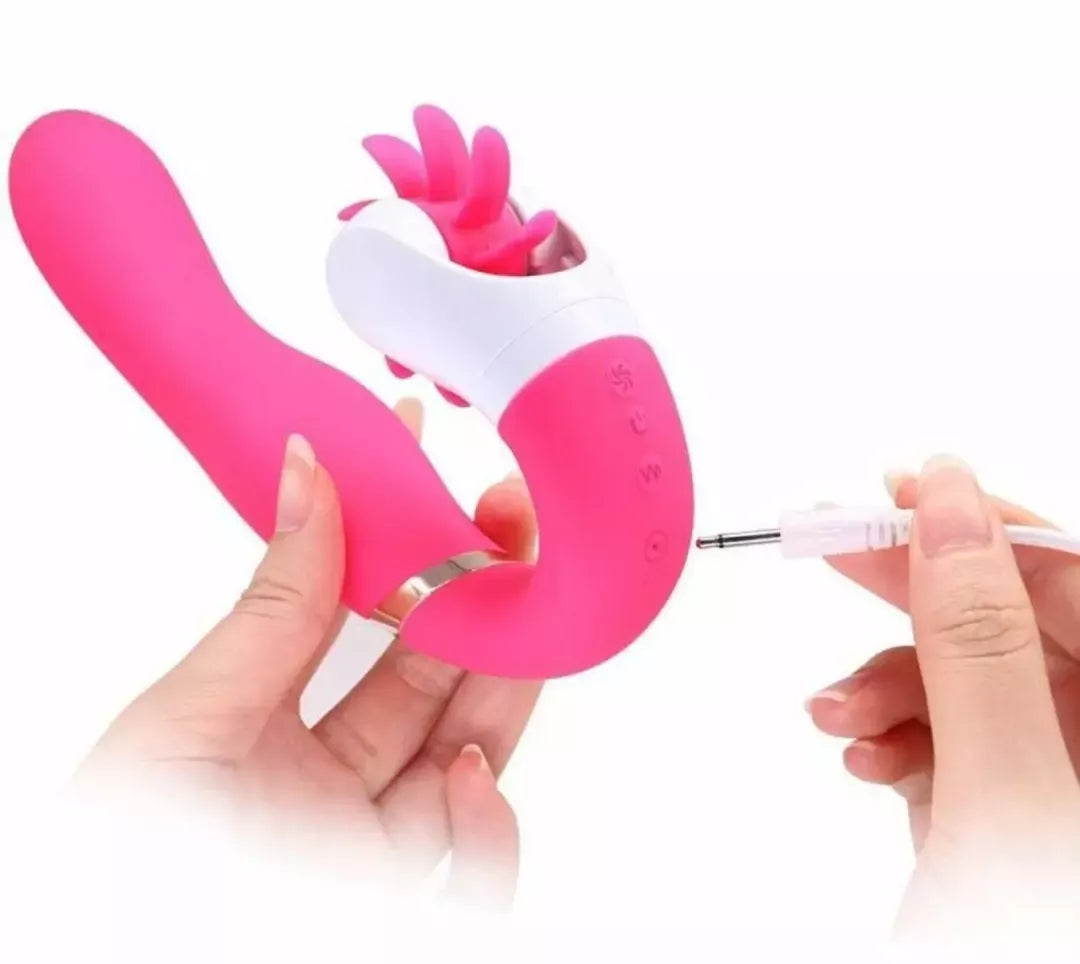 EasyToys Dave silikoninis įkraunamas vibruojantis prietaisas su dvigubu varikliu, rožinis